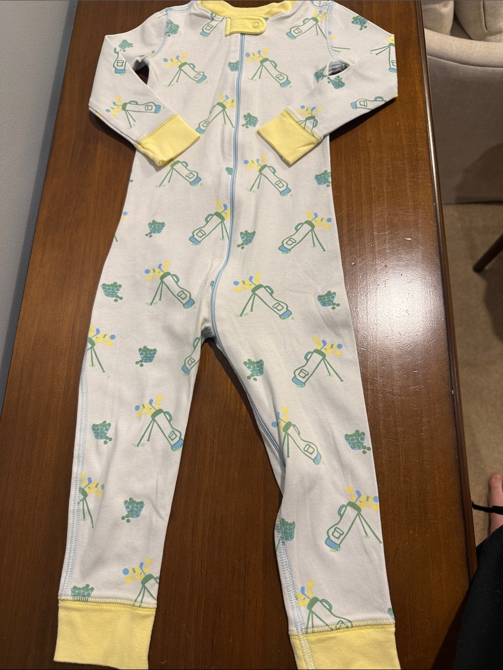 The Beaufort Bonnet Company Light Blue One-Piece Golf Print Pajama